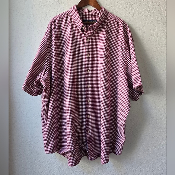Ralph Lauren Men’s Red Checkered Short Sleeve Button Down Size 4XB - Picture 1 of 12